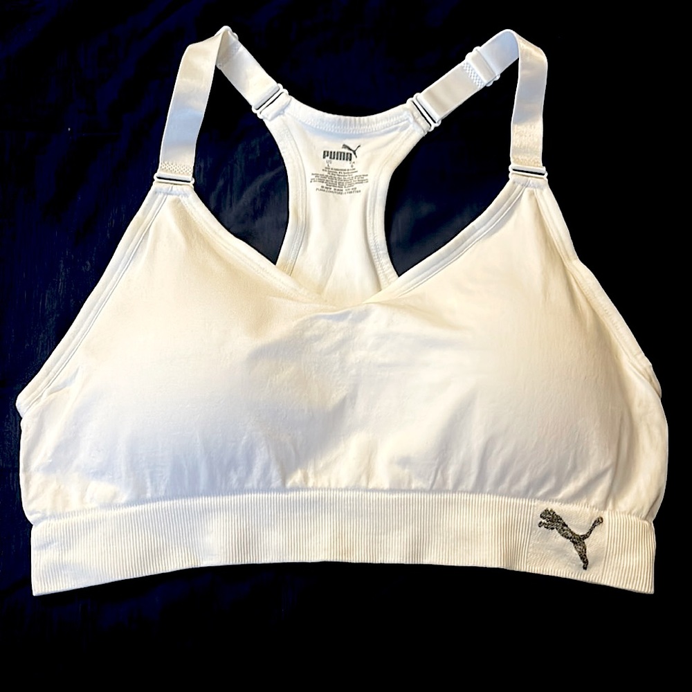 Puma white sports bra